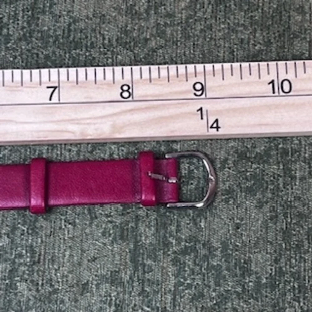 Anne‎ Klein Women's Rectangle Face Pink Leather Band Quartz Watch Needs Battery